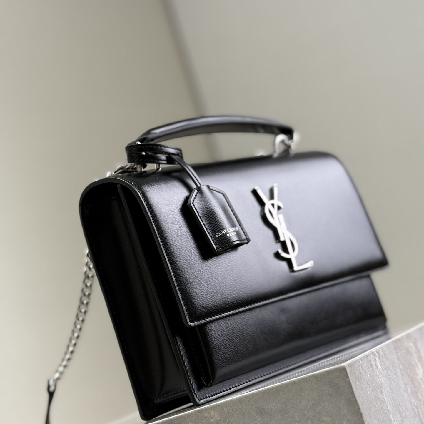 YSL- Sunset Gold Label Leather Top Handle Crossbody Shoulder Bag