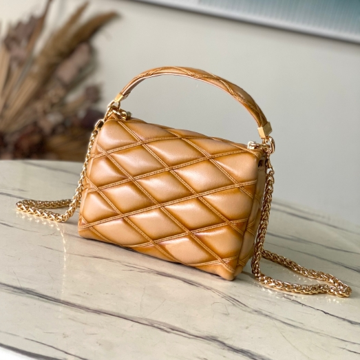 LV-Soft Sheepskin Sand Colored Small Handbag