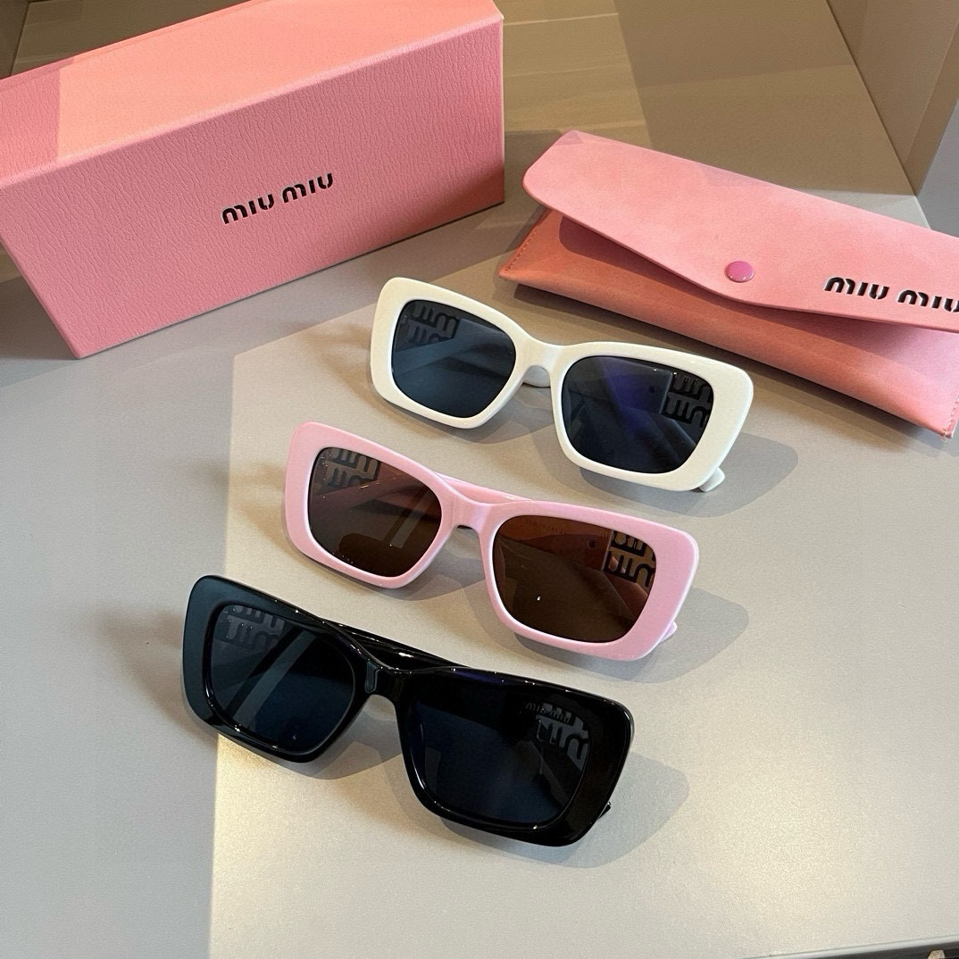 MiuMiu-2024 New Side Gold Logo Sunglasses