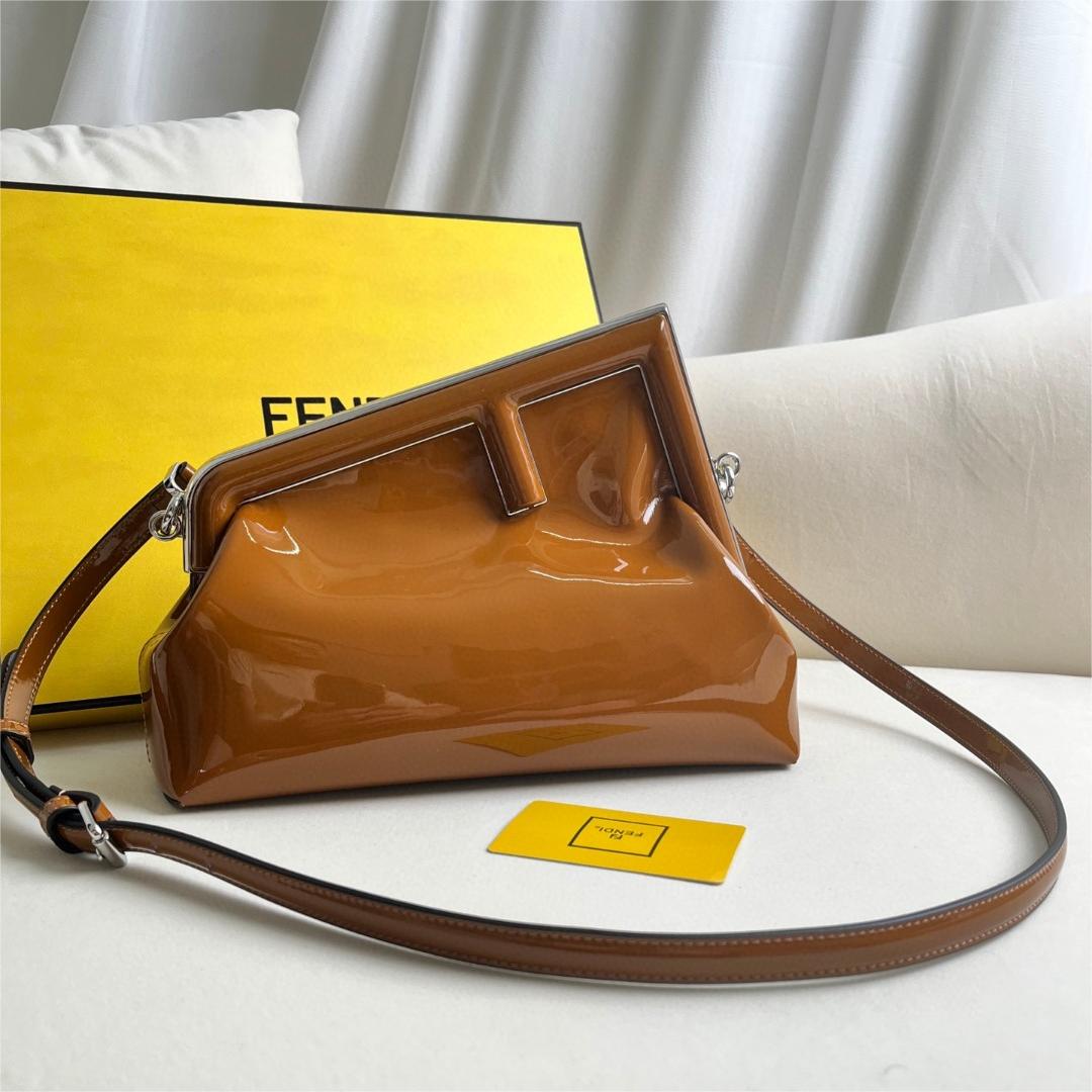 FENDI-Black patent leather handbag