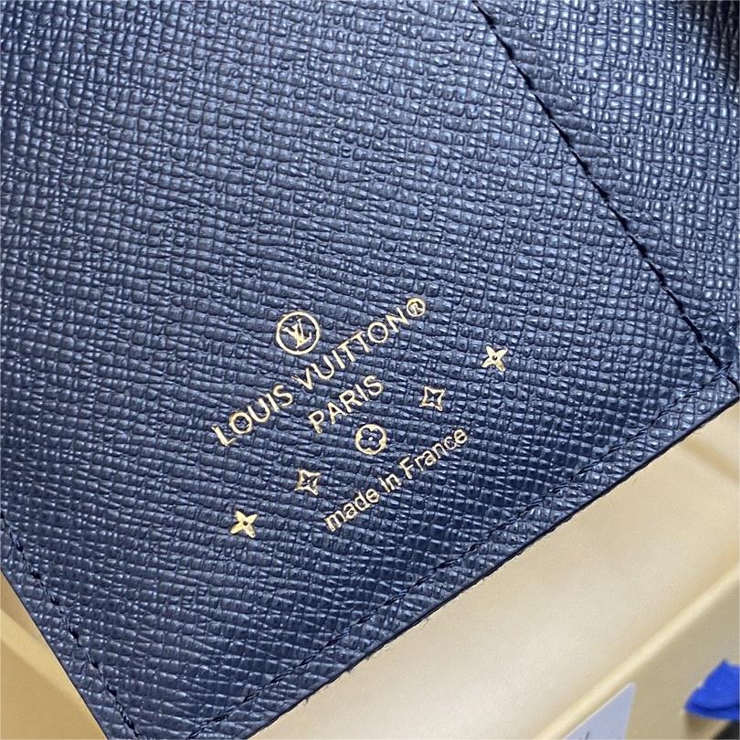 LV-Blue denim denim full leather cléa wallet