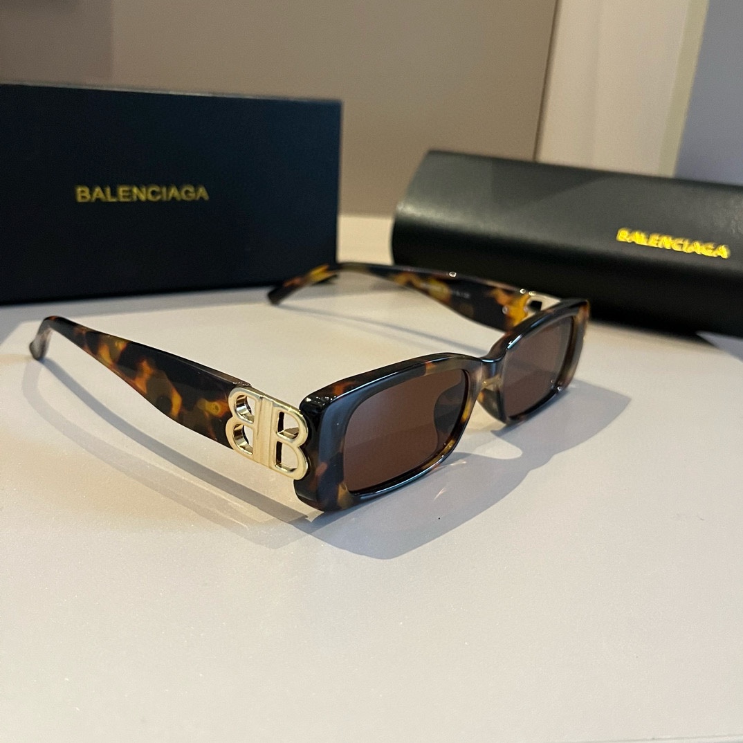 Balenciaga-Retro flat frame leaf shaped Sunglasses