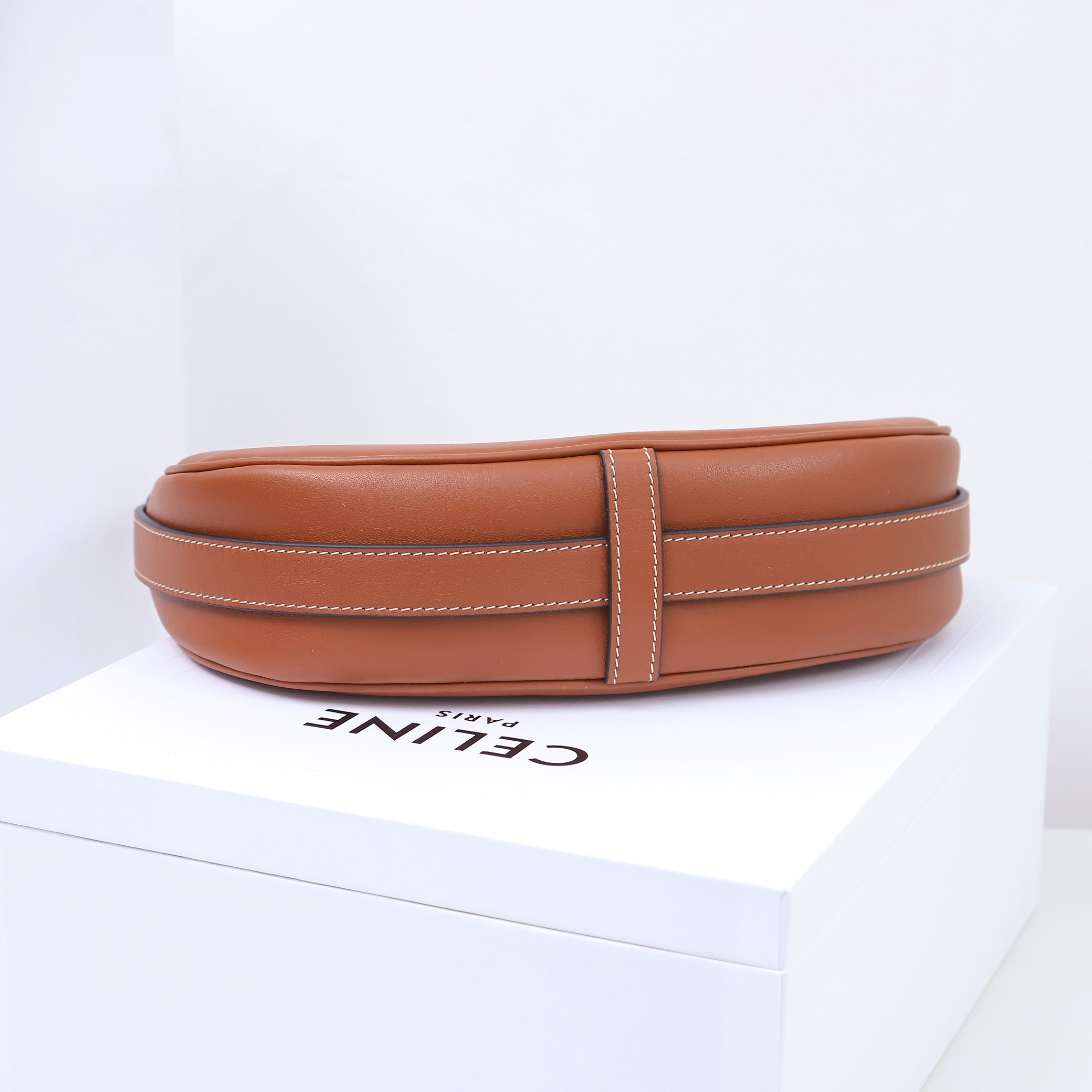 Celine-AVA Medium Smooth Leather Strap Handbag  Yellowish brown