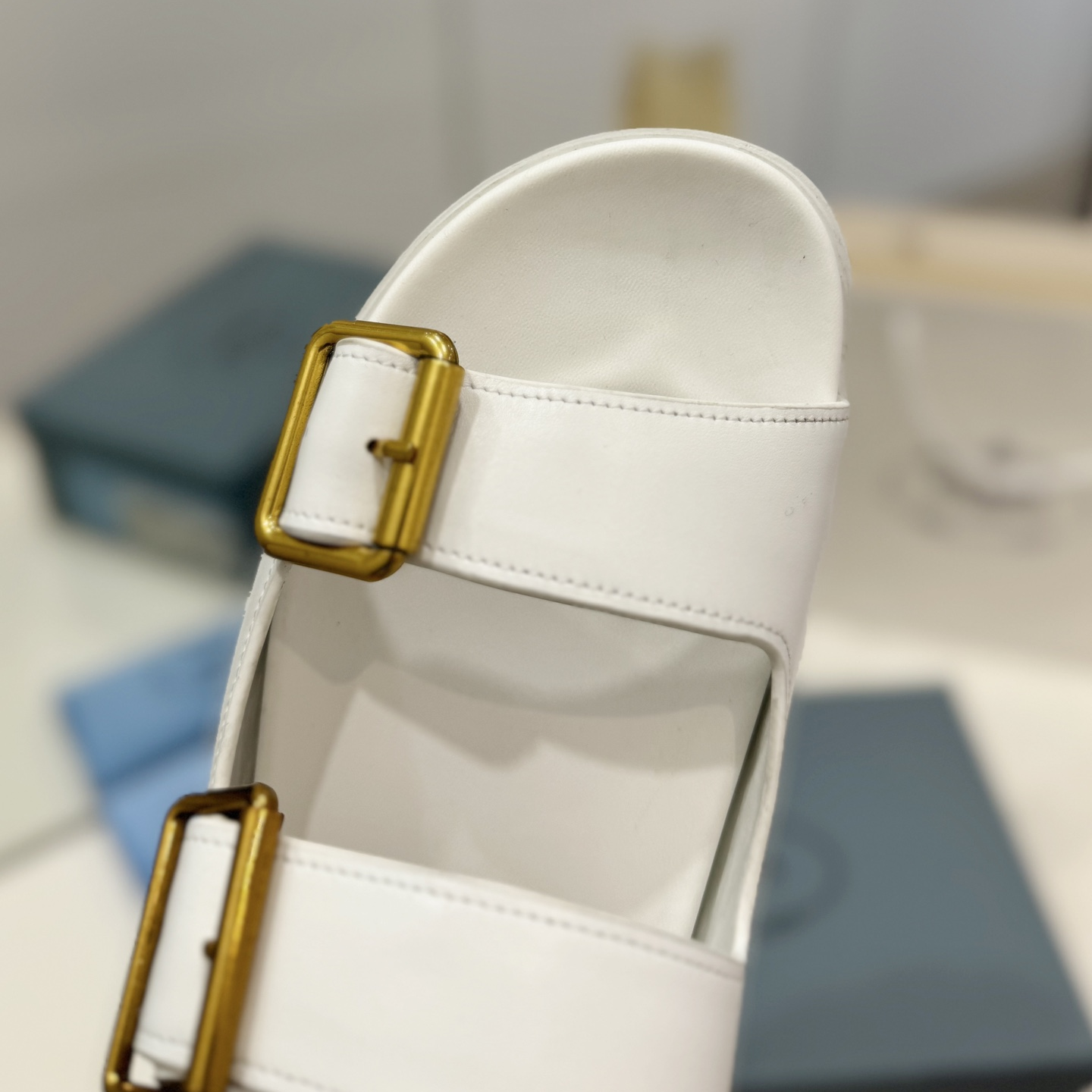 Prada-WHITE Leather Sandals