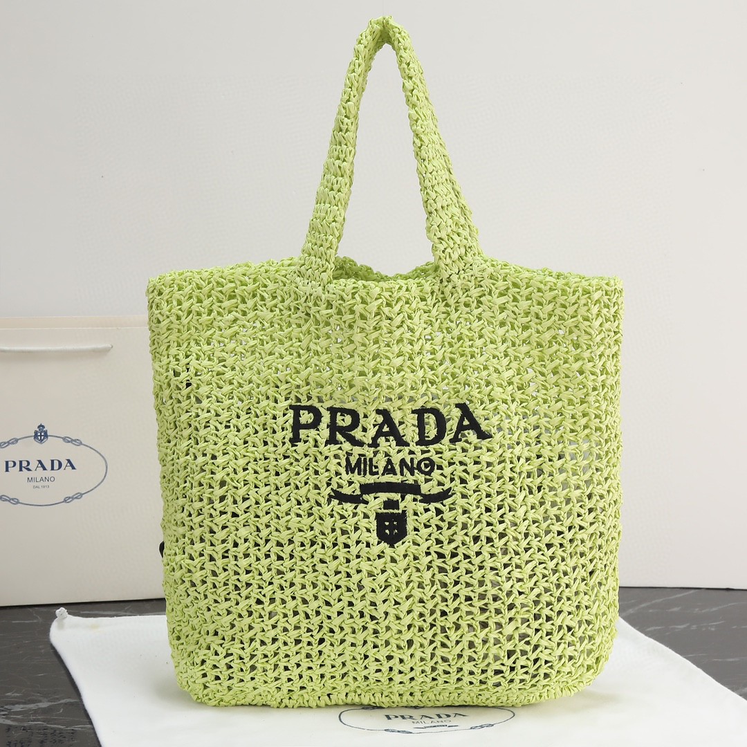 Prada-Imported Lafite Grass Design Fiber Tote Bag