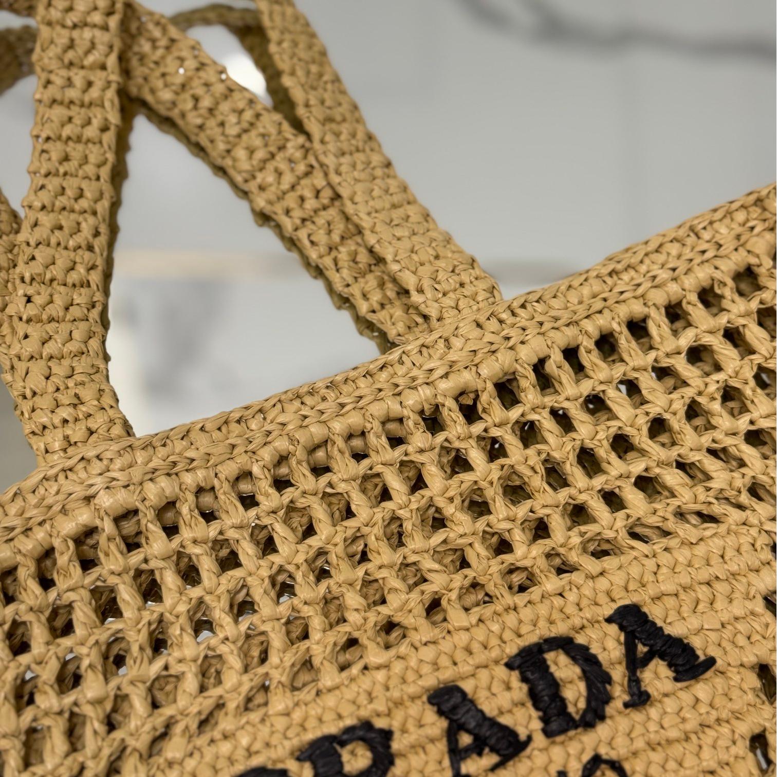 Prada-Coconut fiber tote beach bag