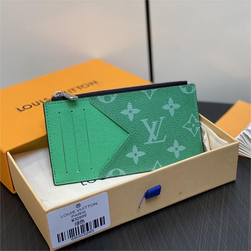 LV-Splicing Ta ï ga leather with monogram eclipse canvas wallet