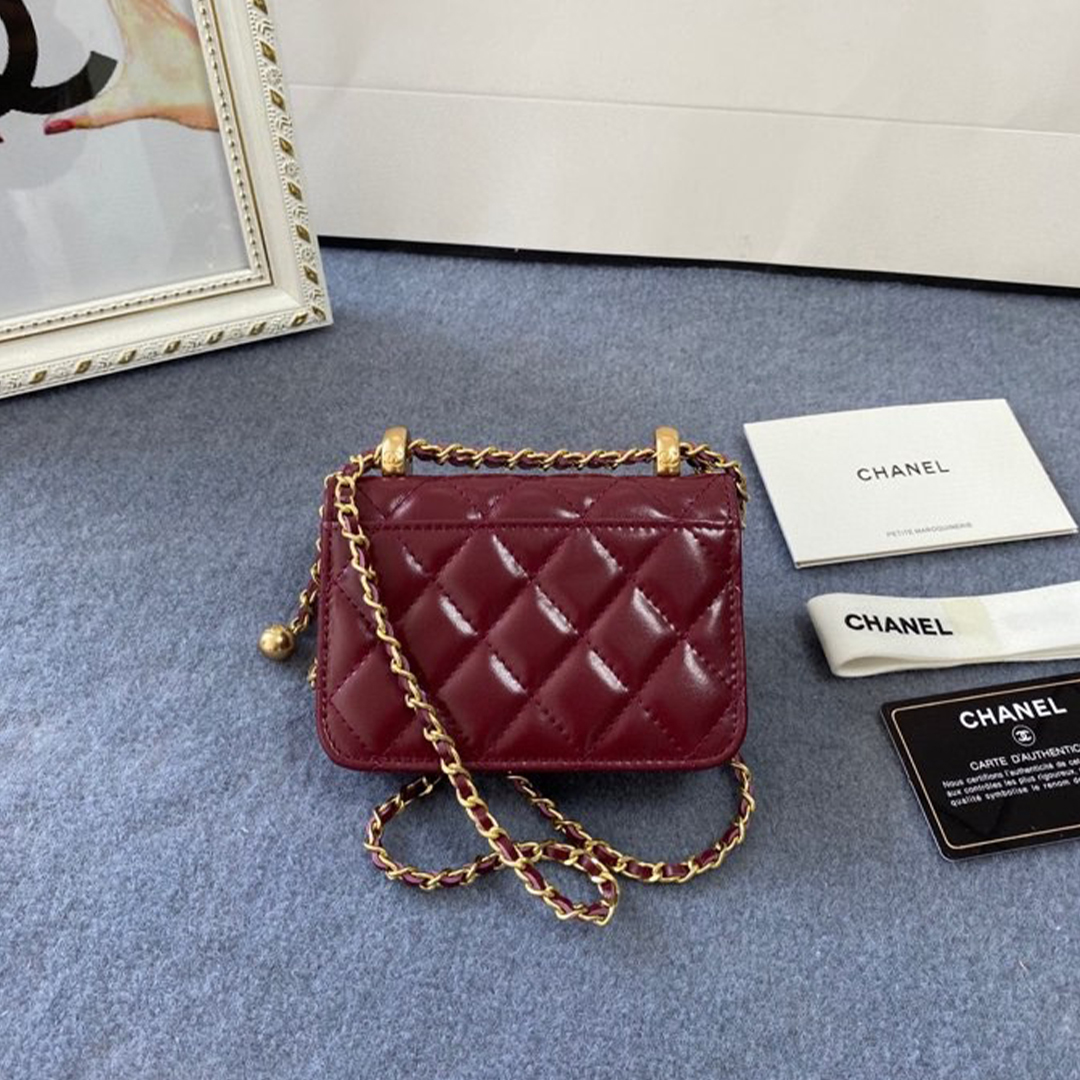 Chanel-Waxed Cowhide Bimetal Ball Mini Bag
