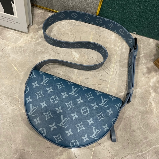 LV-Coated Canvas Half Moon Bag