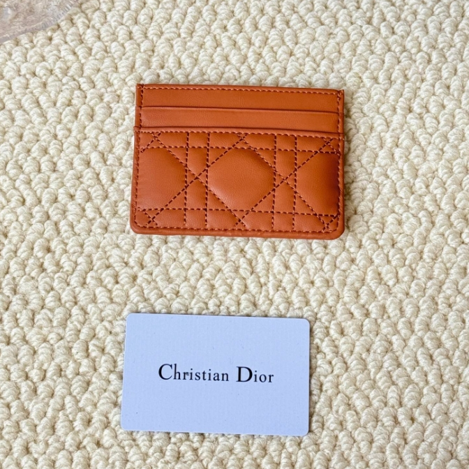 Dior-Pattern Card Clip Wallet