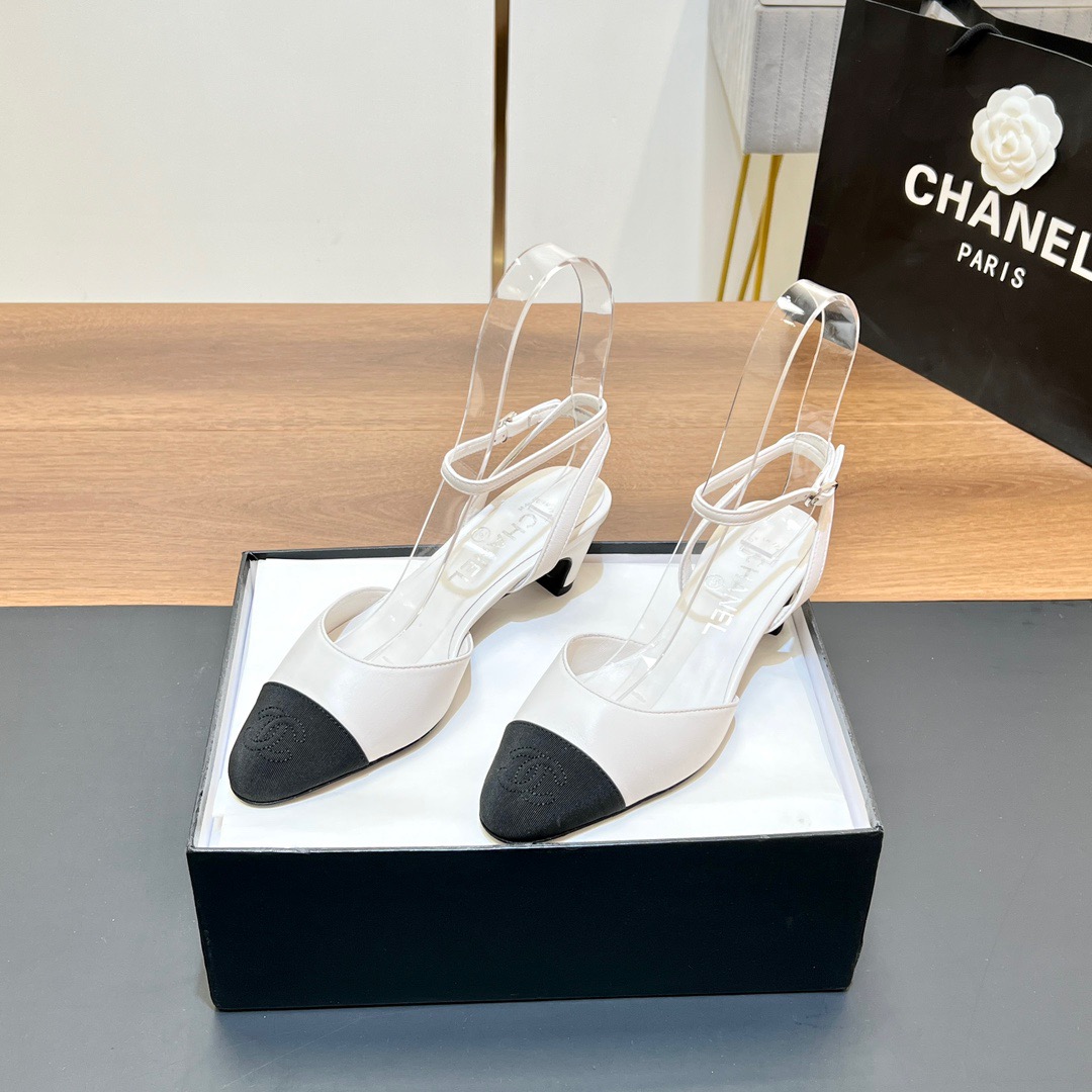 Chanel-Coarse heel back empty sandals, single shoe