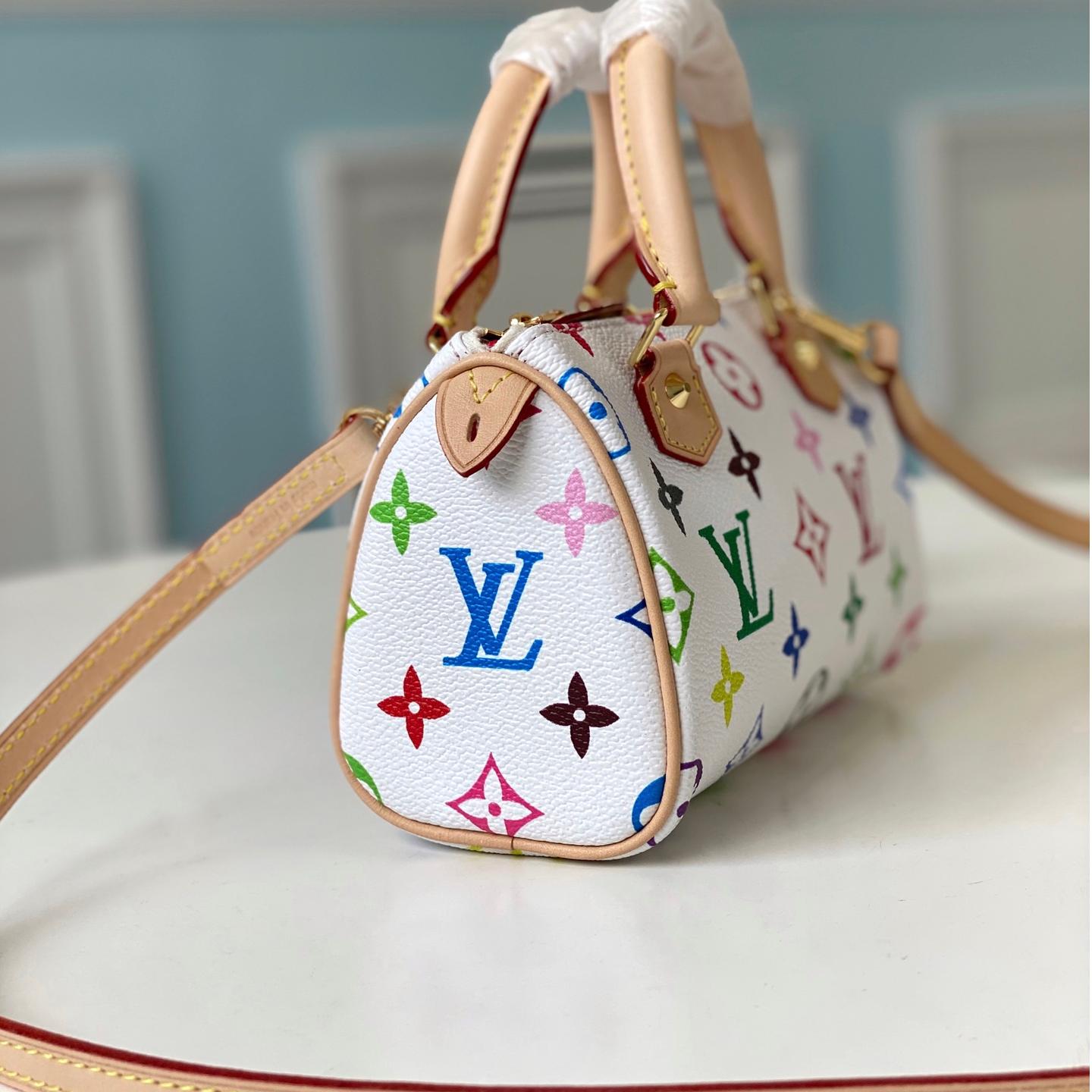 LV-White tri color mini speedyhl nano bag
