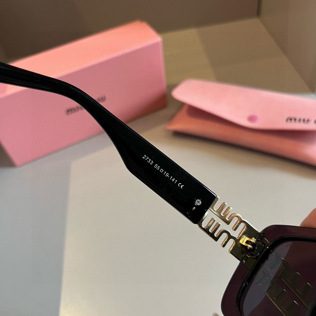 MiuMiu-2024 New Side Gold Logo Sunglasses