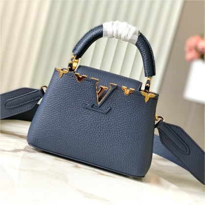 LV-Capucines Blue Flower Crown Cow Leather Mini Handbag