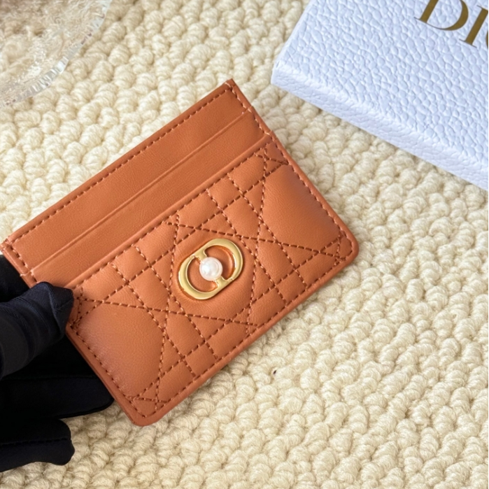 Dior-Pattern Card Clip Wallet