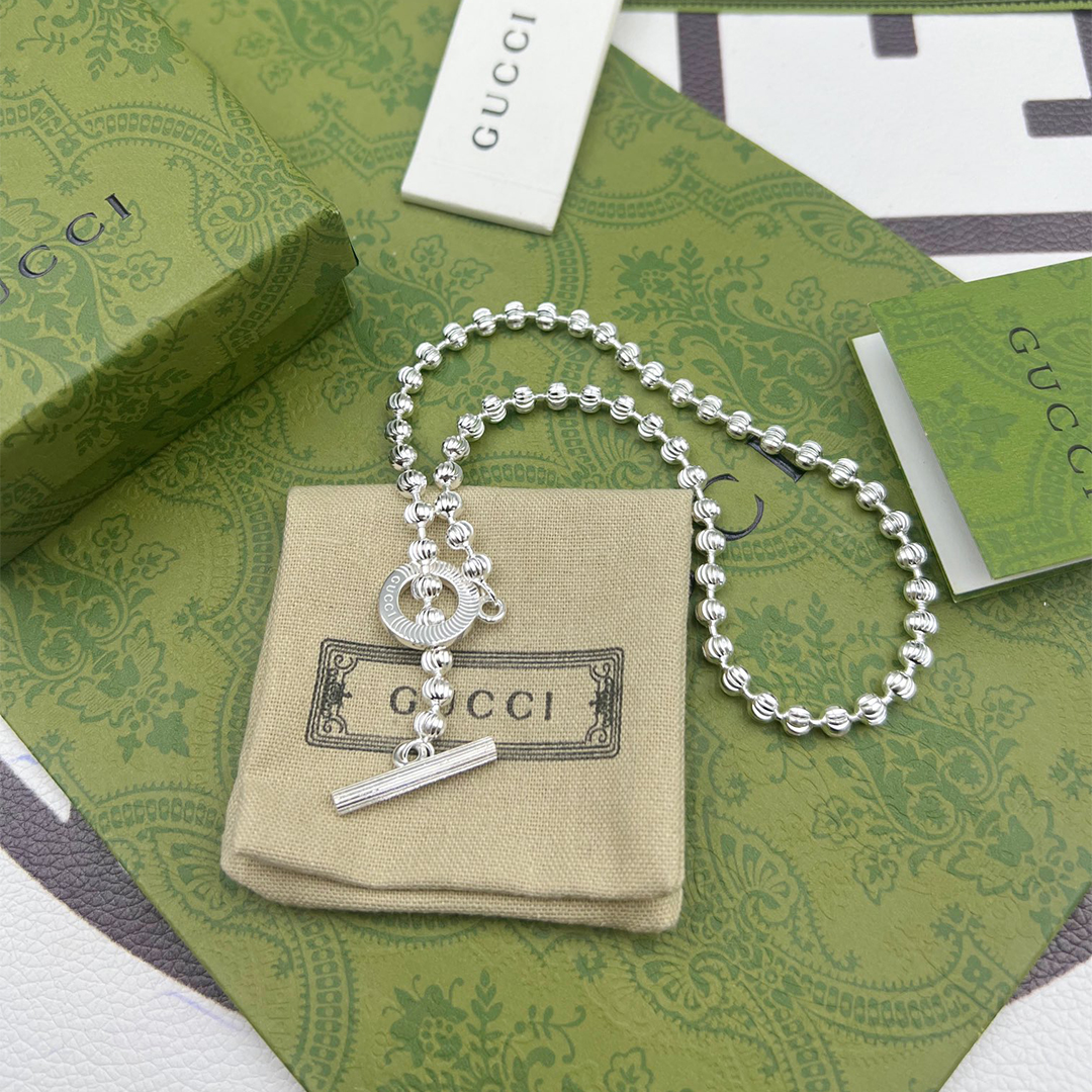 GUCCI-Silver Beads Necklace