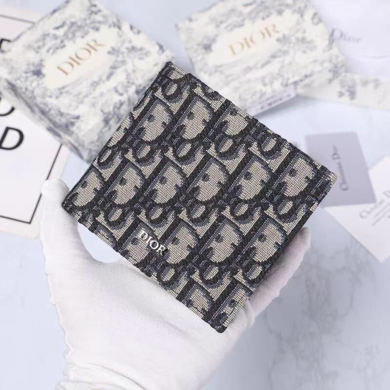 Dior-Oblique printed double fold wallet