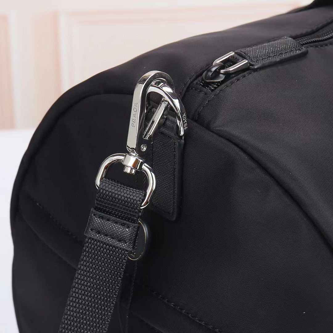 Prada-Triangle metal logo travel bag