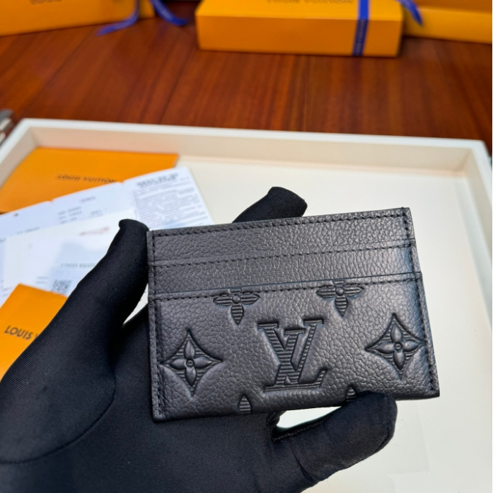 LV-Embossed Card Clip Wallet