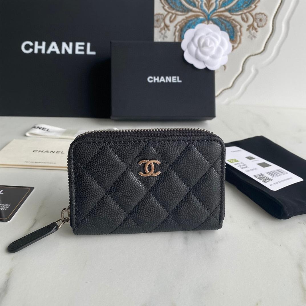 Chanel-24k thick gold plated hardware small zipper coin purse