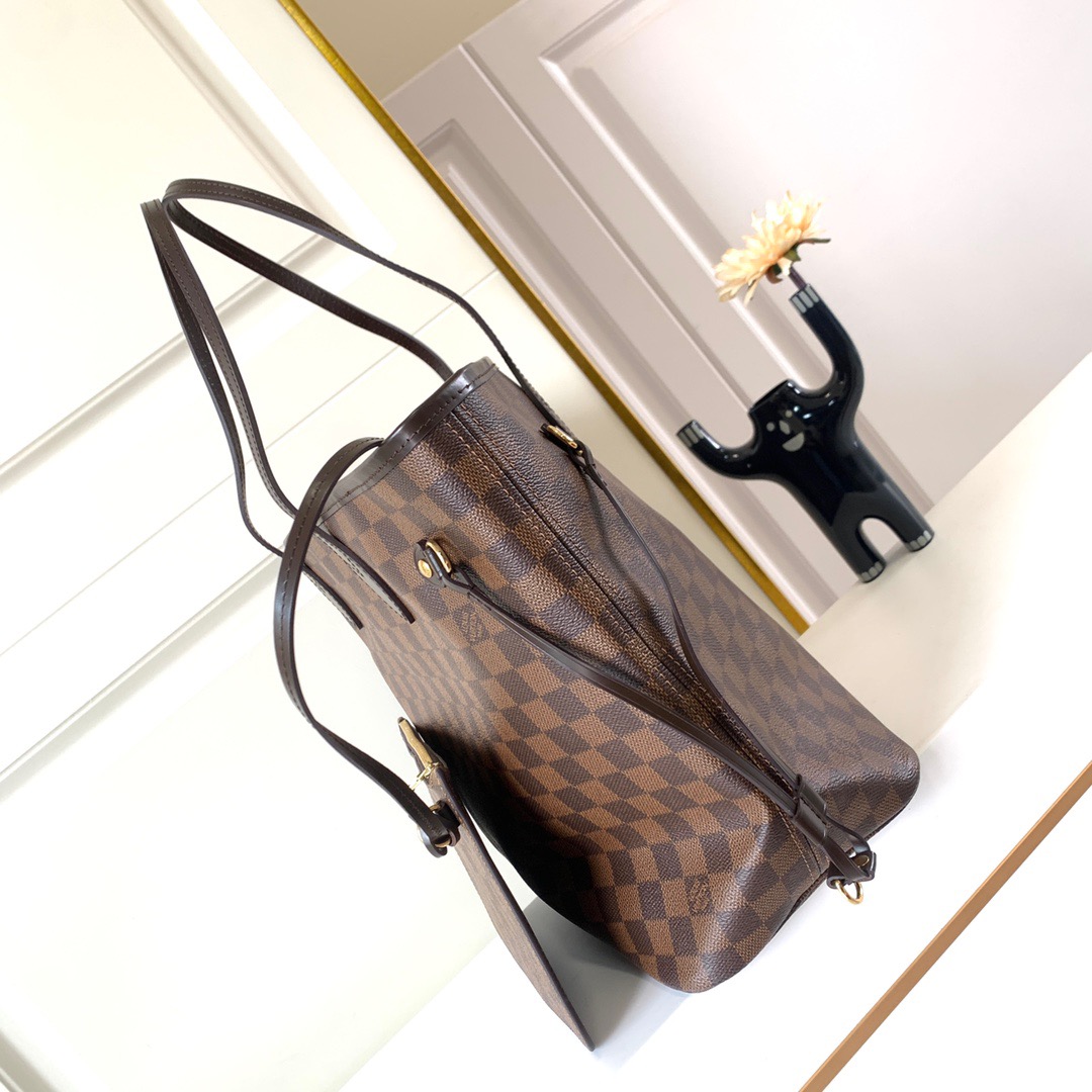 LV-neverfull classic medium coffee plaid handbag