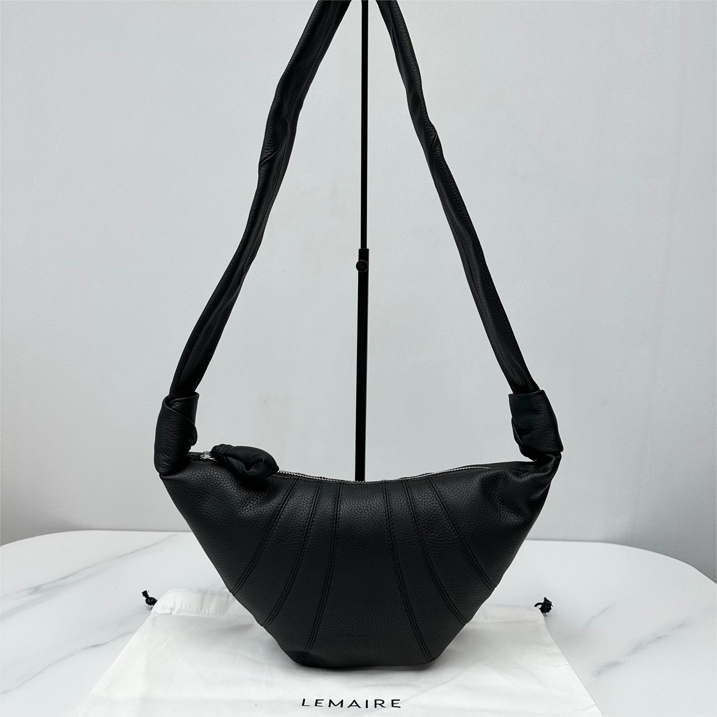 Lemaire-Croissant Small Grain Leather Shoulder Bag