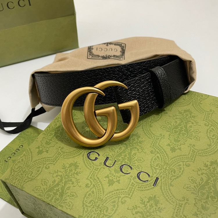 Gucci- Brass Double G Buckle Belt