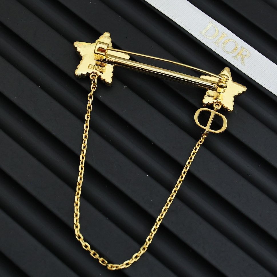 DIOR - Star chain brooch