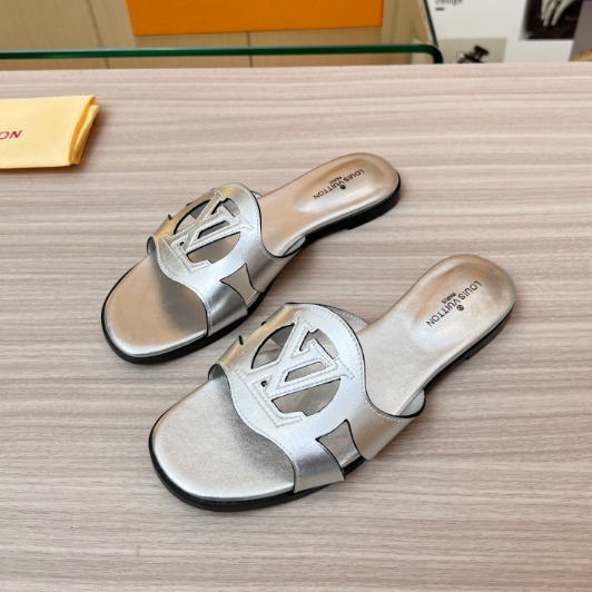 LV-Cowhide Hollow Slippers