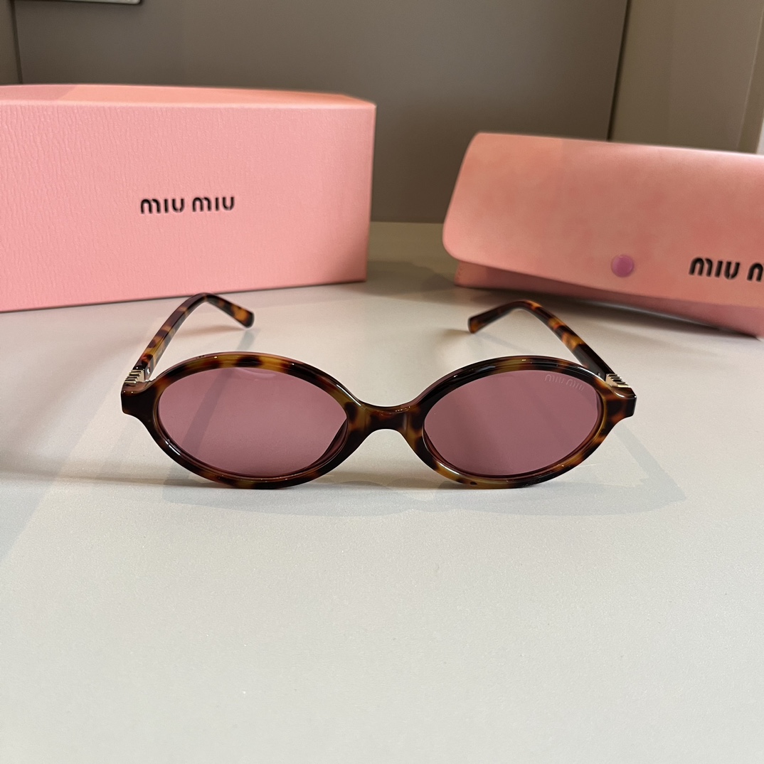 MiuMiu-2024 new retro oval frame versatile sunglasses