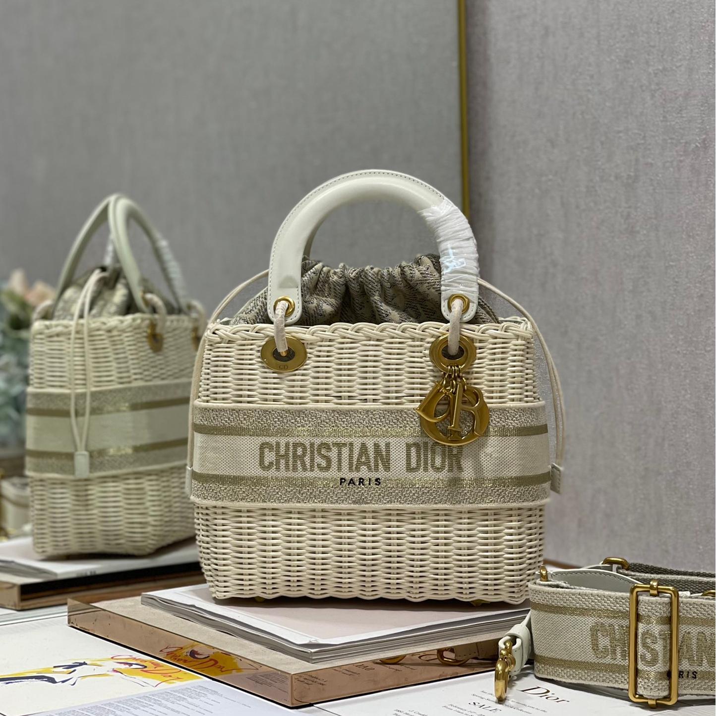 Dior-Wicker Willow bamboo woven large bag