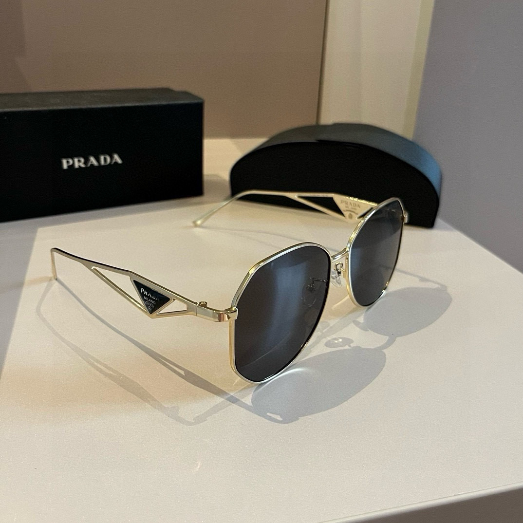 Prada Pilot Double Beam Toad Mirror Triangle Logo Sunglasses