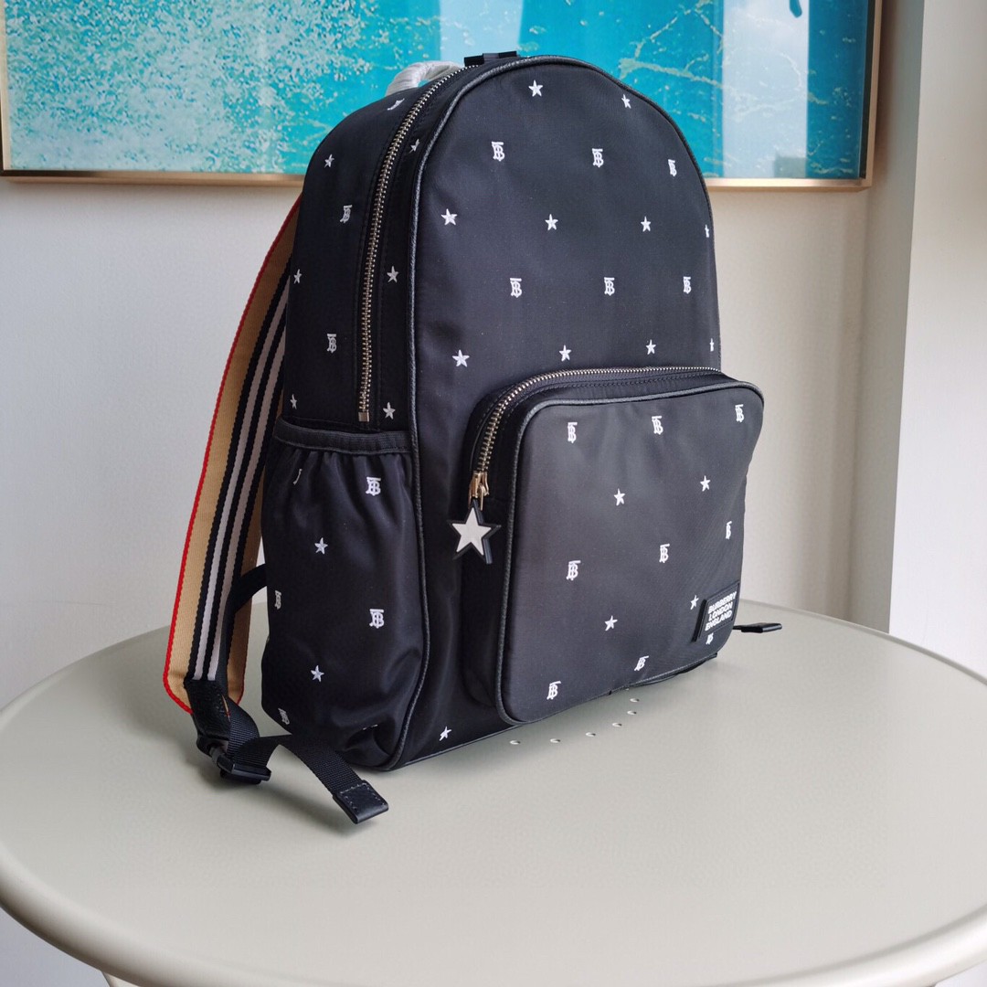 Burberry-Nylon embroidered backpack