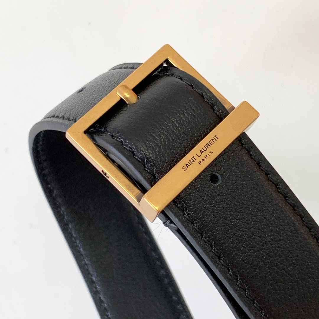 YSL- LE5A7 Gold Logo Leather Hobo Handbag Black