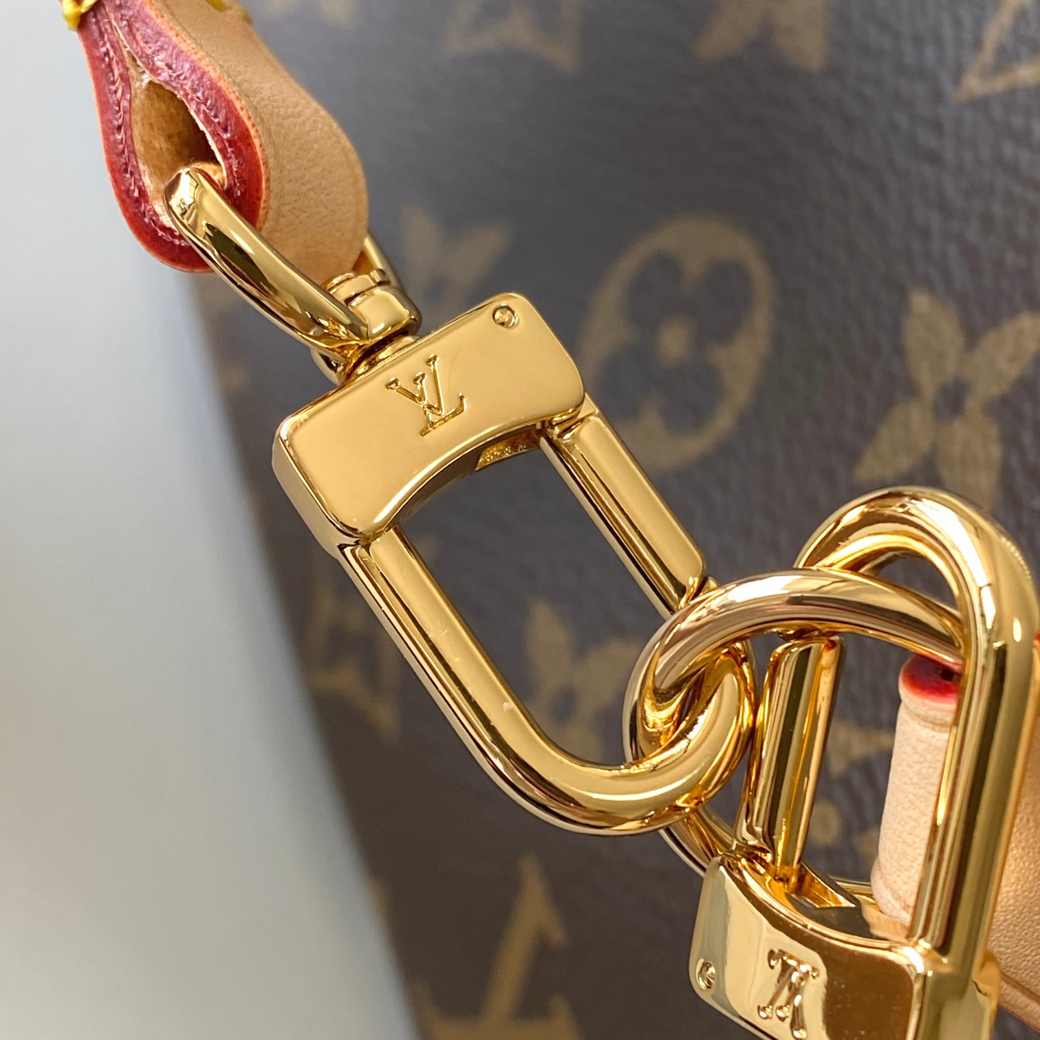 LV - Pochette Accessories Brown Canvas Cowhide Leather Handbag