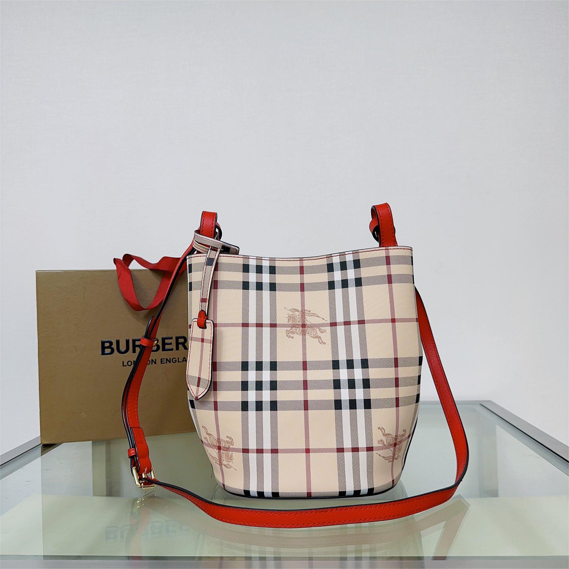 Burberry-Classic Haymarket plaid slanted back bucket bag