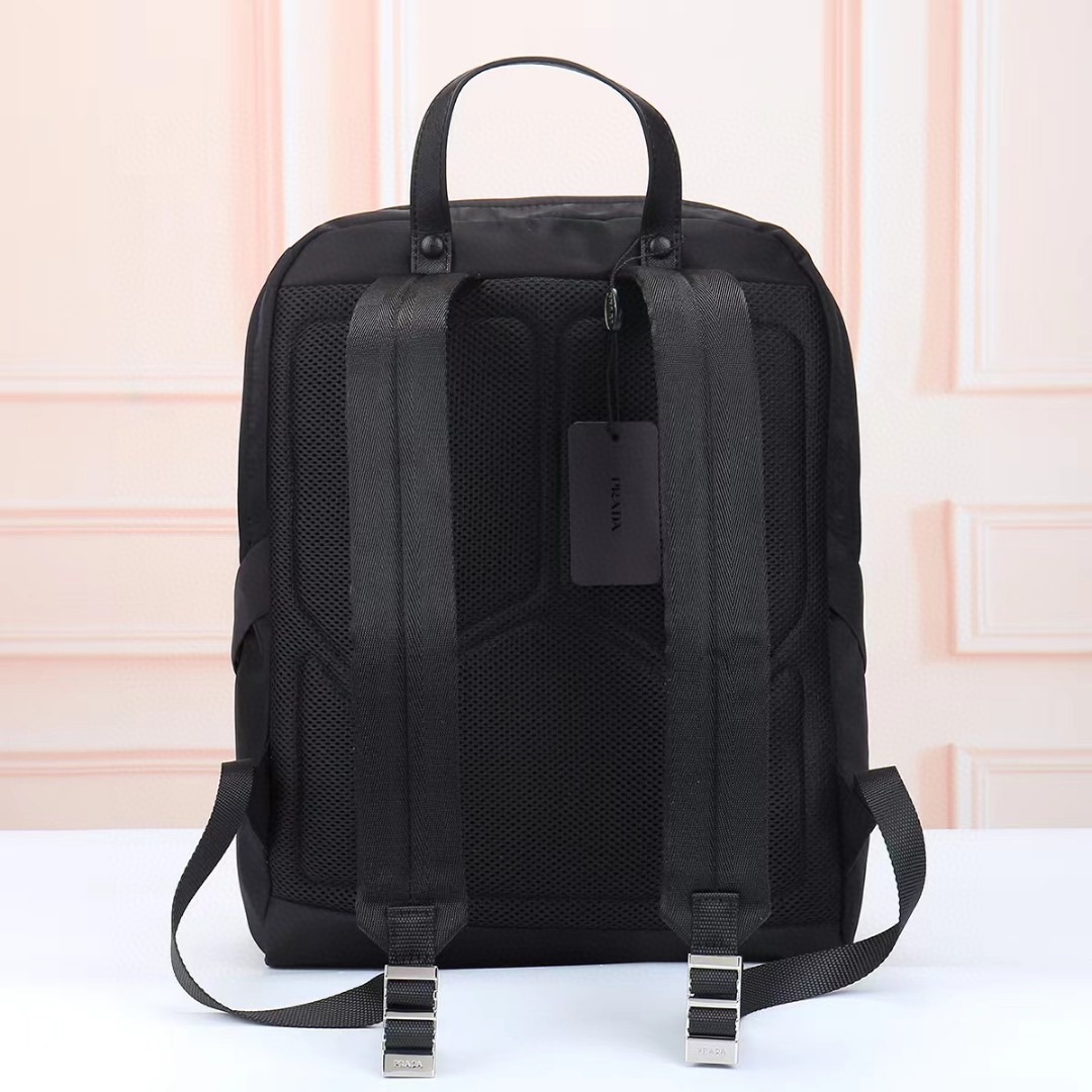 Prada-Triangle logo Safiano leather handle backpack