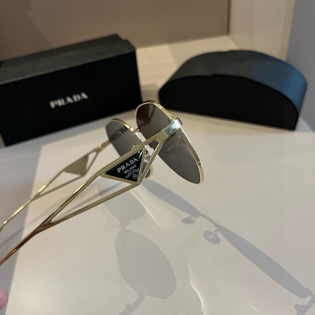Prada Pilot Double Beam Toad Mirror Triangle Logo Sunglasses