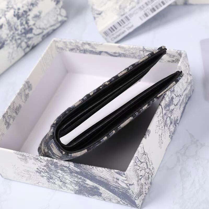 Dior-Oblique printed double fold wallet