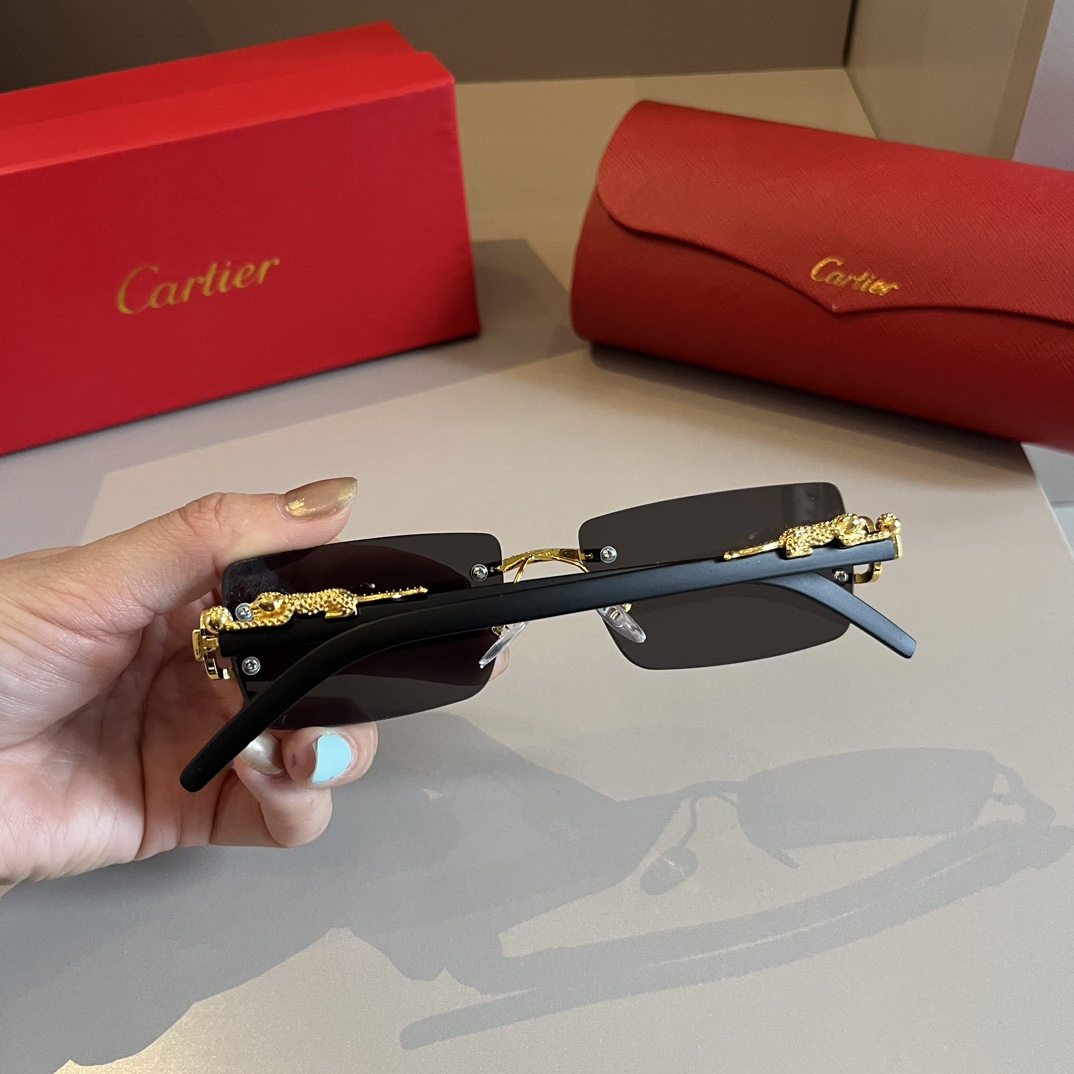 Cartier-metal frameless black classic sunglasses