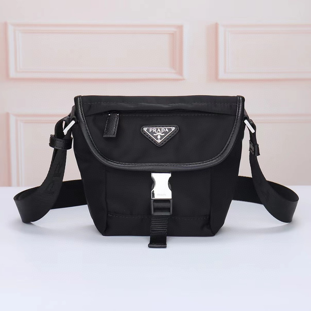 Prada-Safiano leather and nylon fabric shoulder bag