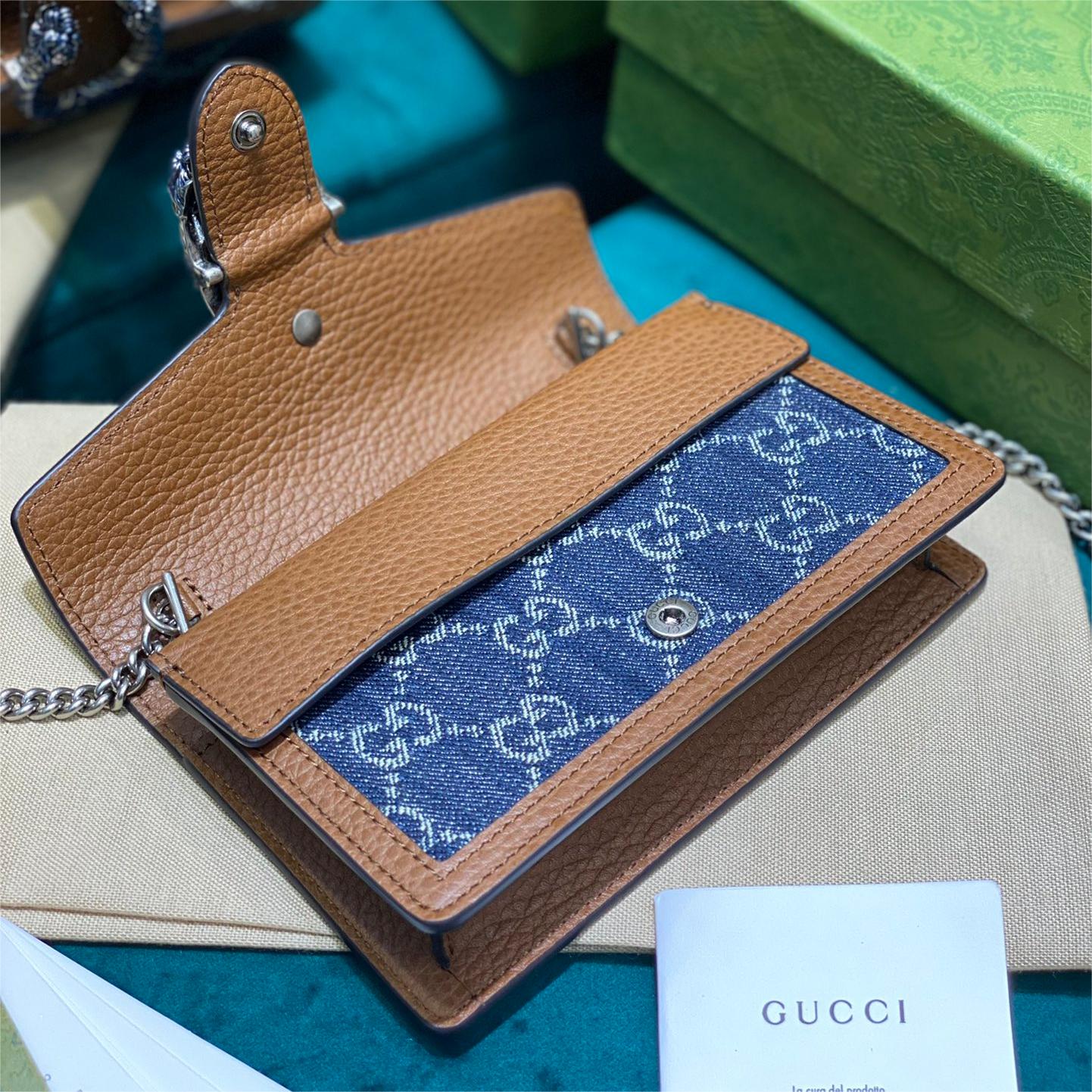 GUCCI-Dionysus Blue Denim Mini chain bag