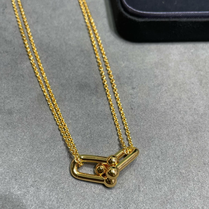 TIFFANY&Co-Double Ring Smooth Horseshoe Buckle Necklace