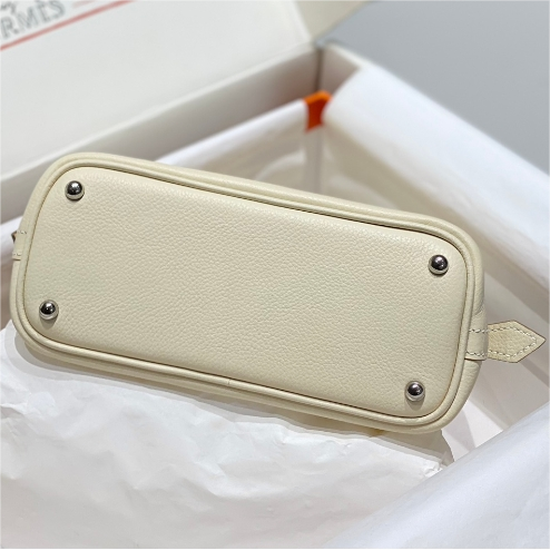 Hermes-Mini Bowling Milk Shake Silver Buckle Compact and Lightweight bag