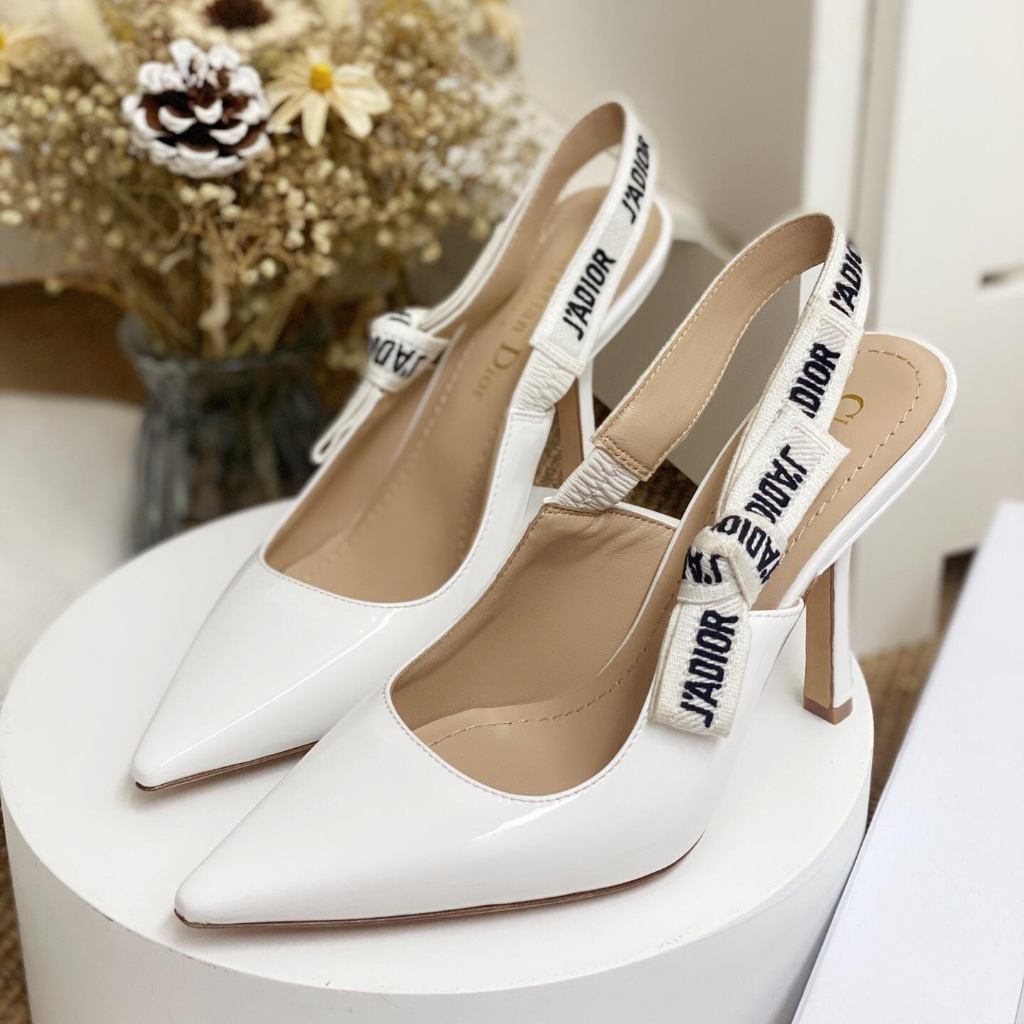 Dior-JA Dior white woven cat heel sandals