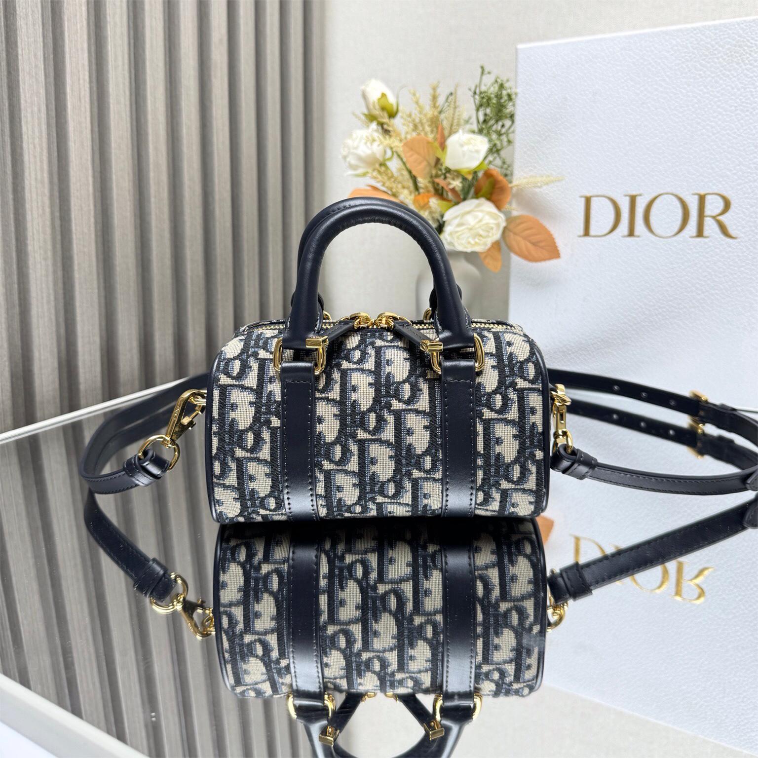 Dior-Groove 16 Mini Handbag with Blue Oblique Print