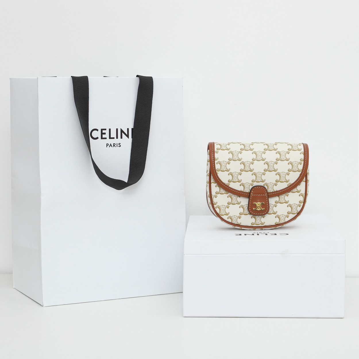 Celine-Vintage Old Flower Pony Saddle Bag