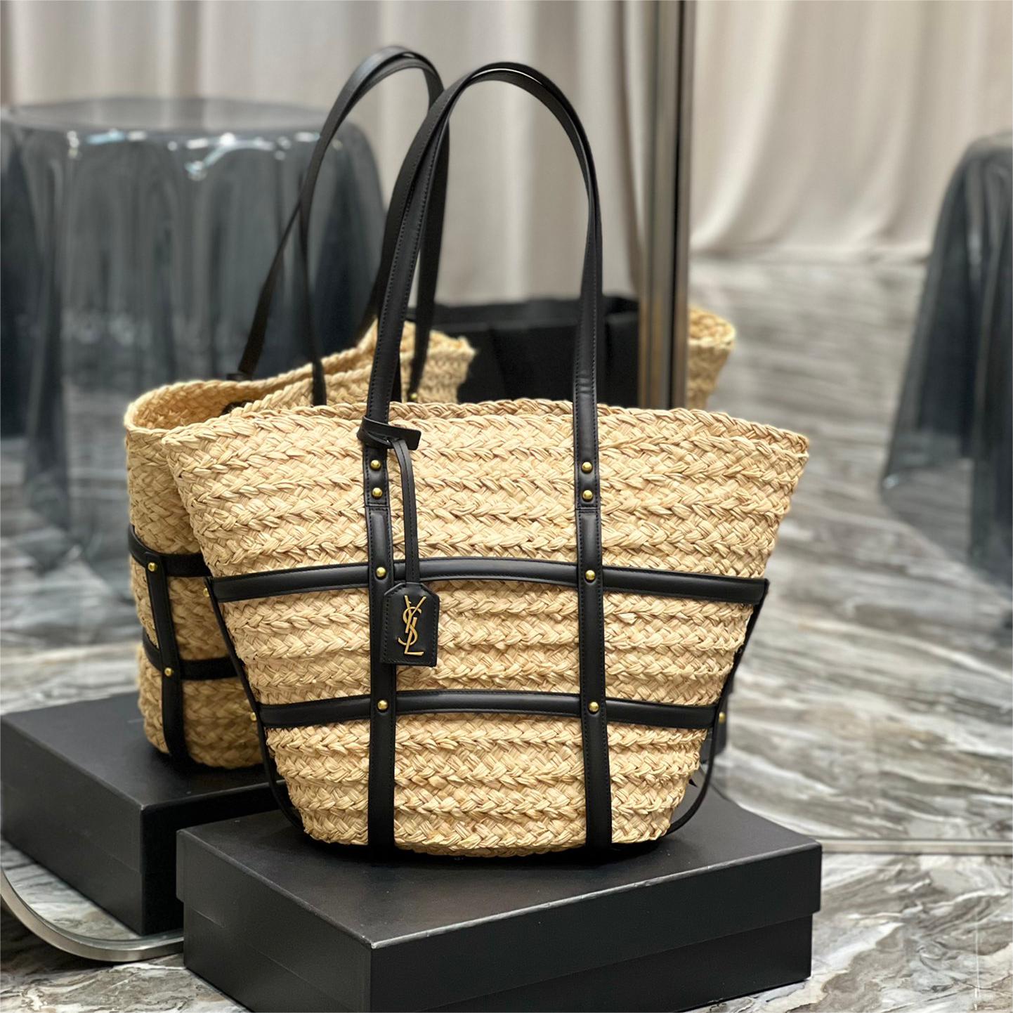 YSL-Lafite grass and smooth leather handbag