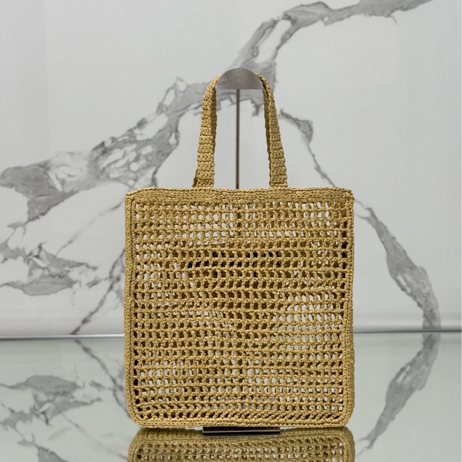 Prada-Coconut fiber tote beach bag