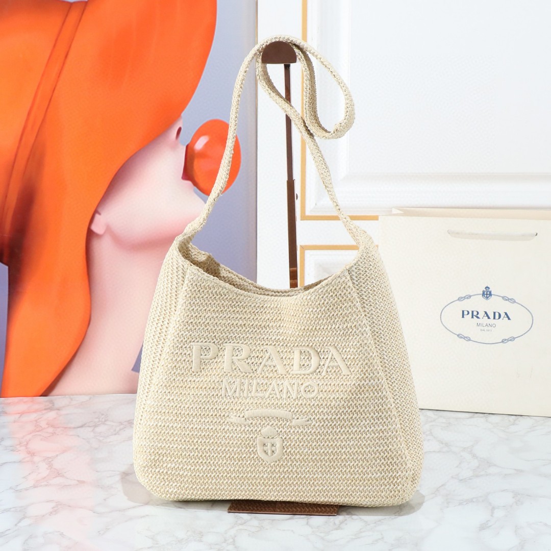Prada-Imported Lafite Grass Design Handmade Woven Bag